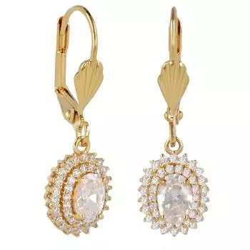 Les Trsors De Lily [Q2648] - Позолоченные серьги-гвоздики Sissi из белого золота - 12x10 мм