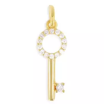 Les Trsors De Lily [Q2689] - Pendentif plaqu or Cl des Possibles blanc dor - 20x8 mm