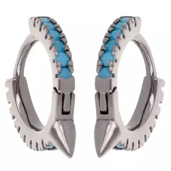 Les Trsors De Lily [Q2903] - серебряные серьги-кольца Navajos серой бирюзы (родиевое покрытие) - 11 мм 1,5 мм