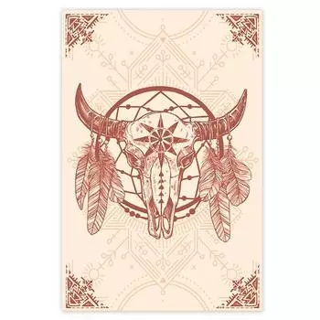 Les Trsors De Lily [Q3172] - флисовое одеяло Boho бежево-коричневое (буйвол - ловец снов) - 130x170 см.