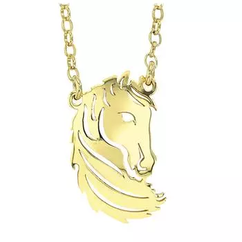 Les Trsors De Lily [Q3323] - Золотое серебряное ожерелье Jungle - 25x15 мм (лошадь)