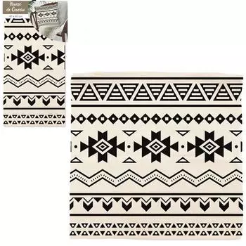 Les Trsors De Lily [Q3517] - Чехол на подушку хлопок Бохо бежевый черный (этник) - 40x40 см бежевый