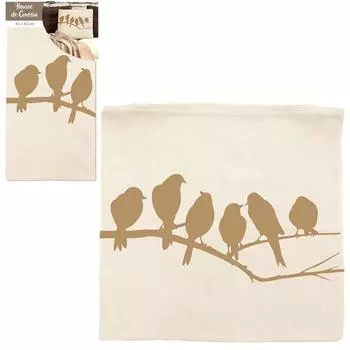 Les Trsors De Lily [Q3518] - Nature чехол на подушку из хлопка бежевого серо-коричневого цвета (птицы) - 40x40 см