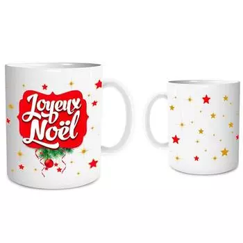 Les Trsors De Lily [Q3539] - Керамическая кружка Merry Christmas красно-белая (звезды) - 9,5x8 см красный