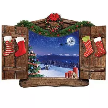 Les Trsors De Lily [Q3547] - Наклейка trompe l oeil Merry Christmas разноцветная красная - 50x70 см