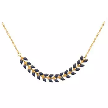 Les Trsors De Lily [Q3594] - Позолоченное колье Boho золотисто-серый (колос пшеницы) - 42 см- 60x6 мм