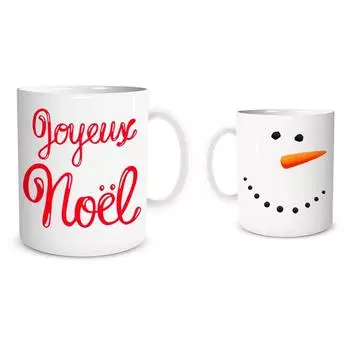 Les Trsors De Lily [Q3631] - Кружка керамическая Merry Christmas красно-белая (снеговик-морковь) - 9. 5x8 см