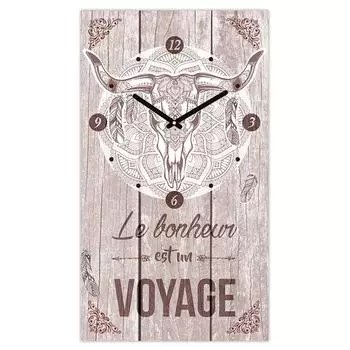 Les Trsors De Lily [Q3644] - Часы настенные Boho taupe (счастье - это путешествие) - 49x28 см.