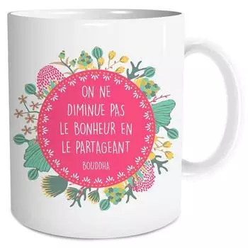 Les Trsors De Lily [Q3655] - Керамическая кружка «Мудрость» (Вы не уменьшаете счастье, делясь им - Будда) - 9. 5x8 см