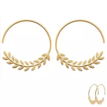 Les Trsors De Lily [Q3726] — позолоченные серьги-кольца «Бохо» (колосок пшеницы) — 25 мм