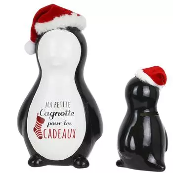 Les Trsors De Lily [Q3837] - Рождественская керамическая копилка Пингвин (Мой маленький котенок для подарков) - 15x9x9 см