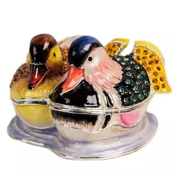 Les Trsors De Lily [Q3864] - Шкатулка для украшений Couple Ducks зелено-коричневый - 60x40 мм