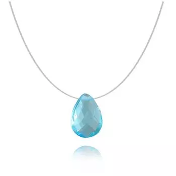 Les Trsors De Lily [Q3966] - Серебряное кабельное колье Essential аквамарин (капля) - 10x7 мм