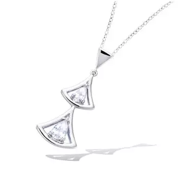 Les Trsors De Lily [Q4028] - Silver pendant Sissi white silver (rhodium plated) - 23x12 mm