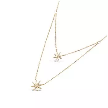 Les Trsors De Lily [Q4035] - Позолоченное колье Etoile du Nord из белого золота - 13 и 10 мм