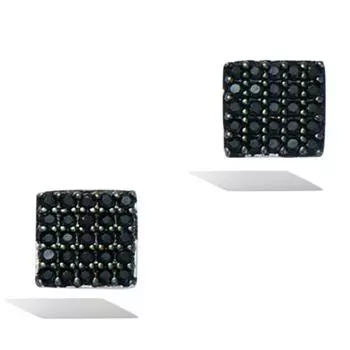 Les Trsors De Lily [Q4071] - Серьги серебряные Сисси черные (родиевое покрытие) - 7x7 мм (квадраты)