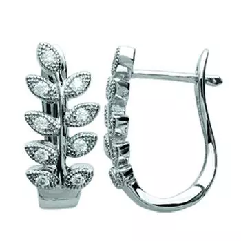 Les Trsors De Lily [Q4165] - Серебряные серьги-кольца Колосок пшеницы белое серебро (родий) - 16x9 мм