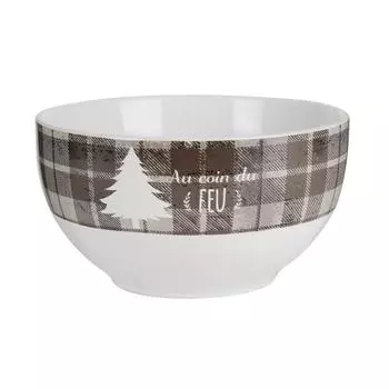 Les Trsors De Lily [Q4371] - Керамическая чаша Scottish Tartan бело-серо-коричневый (ель - у огня) - 7x14 см (40 cl) коричневый