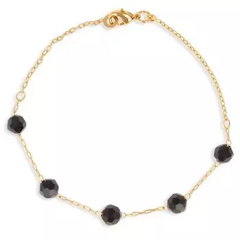 Les Trsors De Lily [Q4624] - Позолоченный браслет Бохо черное золото - 19 см, 6 мм