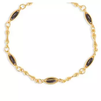 Les Trsors De Lily [Q4626] - Позолоченное колье «Бохо», черное золото - 45 см - 10x4 мм