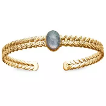 Les Trsors De Lily [Q4645] - Позолоченный браслет «Клеопатра» из золотого лабрадорита (пшеничный колос) - 58 мм - 12x8 мм