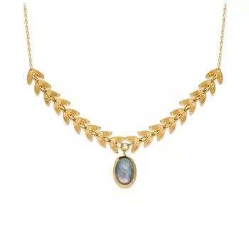 Les Trsors De Lily [Q4689] - Позолоченное ожерелье Клеопатра золотой лабрадорит (колос пшеницы) - камень 10x7 мм