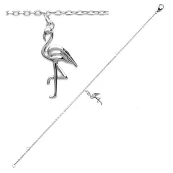 Les Trsors De Lily [Q4959] — Серебряный браслет «Розовый фламинго» (родиевое покрытие) — 25 см, 16x8 мм