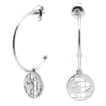 Les Trsors De Lily [Q5053] - Посеребренные дизайнерские серьги-кольца из стали Mappemonde - 25 мм - 12x12 мм