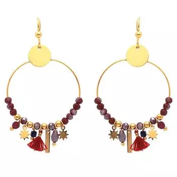 Les Trsors De Lily [Q5063] - Дизайнерские серьги из стали Бохо красное золото - 50x30 мм