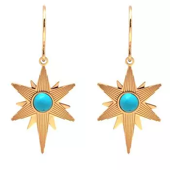 Les Trsors De Lily [Q5067] - Дизайнерские серьги из стали Une Etoile est Ne , бирюзовое золото - 20x15 мм