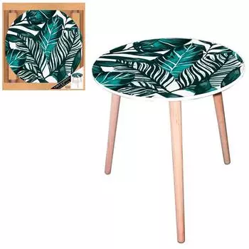 Les Trsors De Lily [Q5150] - Стол круглый деревянный Тропический зеленый (тропические цветы) - 40 см