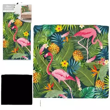 Les Trsors De Lily [Q5506] - Дизайнерский чехол для подушки Flamant Rose зелено-розовый - 40x40 см.