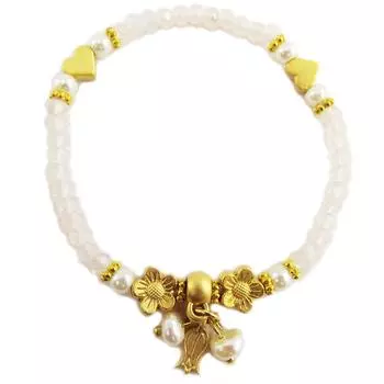 Les Trsors De Lily [Q5616] - Браслет ручной работы «Клеопатра» бледно-розовое золото - узор 10 мм