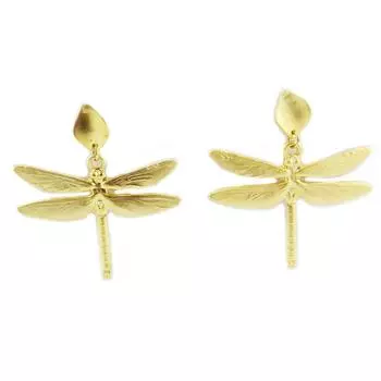 Les Trsors De Lily [Q5653] - Серьги-гвоздики ручной работы Клеопатра , золото - 55x50 мм (стрекозы)