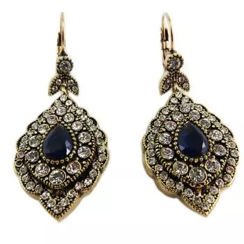 Les Trsors De Lily [Q5667] - Серьги-гвоздики ручной работы Клеопатра синее белое золото - 40x20 мм