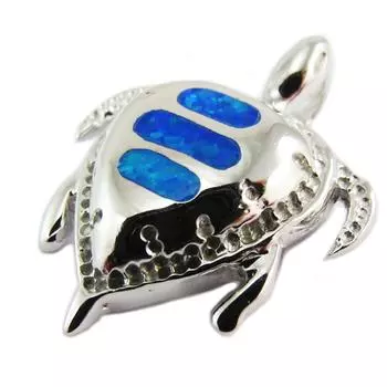 Les Trsors De Lily [Q5680] - Серебряный кулон ручной работы «Черепаха», синий серебряный опалит - 25x20 мм