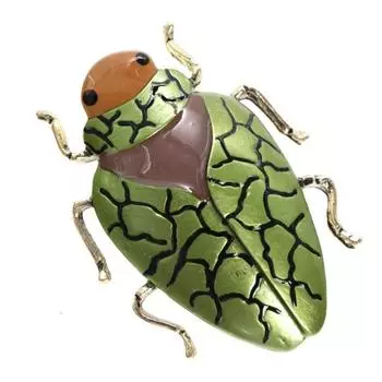 Les Trsors De Lily [Q5766] - Дизайнерская брошь Scarabe , зеленое золото - 50x35 мм.