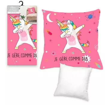 Les Trsors De Lily [Q5850] - Розовый дизайнерский чехол для подушки Unicorn My Unicorn (I Handle - Like Dab) - 40x40 см