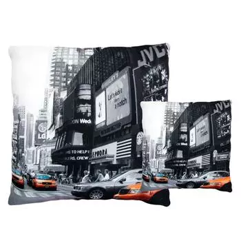 Les Trsors De Lily [Q5864] - Подушка декоративная New York черно-серо-оранжевая - 35 см