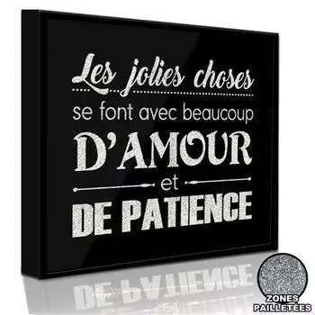 Les Trsors De Lily [Q5872] - Рамка с блестками Сообщения (Красивые вещи делаются с любовью и терпением) черный серебро - 41x41 см