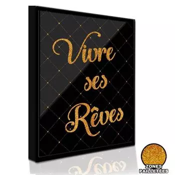 Les Trsors De Lily [Q5905] - Les Trsors De Lily [P1400] - Рамка с пайетками Messages (Живи своими мечтами) черное золото - 26x21 см… чёрный