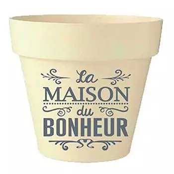 Les Trsors De Lily [Q6402] - Бамбуковое кашпо Messages бежево-серый (Дом счастья) - 17x18см