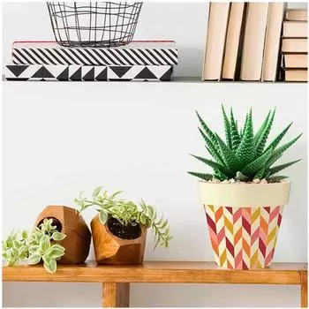 Les Trsors De Lily [Q6413] - Бамбуковое кашпо Boho красный розовый бежевый - 13. 5x15см