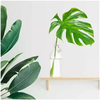Les Trsors De Lily [Q6536] - Лист наклеек Jungle Tropical зеленый (тропический лист монстера в бутылке) - 50x70 см.