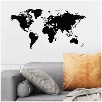 Les Trsors De Lily [Q6538] - Лист черных наклеек Mappemonde (настраиваемый) - 50x70 см