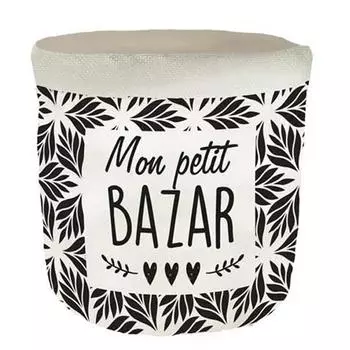 Les Trsors De Lily [Q6567] - Корзина для хранения льняной ткани Messages чёрно-бежевый (mon petit Bazar) - 18x16. 5 см