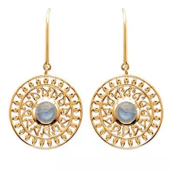 Les Trsors De Lily [Q6624] - Позолоченные серьги с лабрадоритом Cleopatra - 20 мм