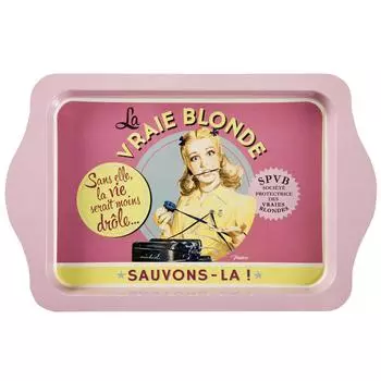 Les Trsors De Lily [Q6945] - металлический поднос French Vintage (La Vraie Blonde) - 25x16 см ярко-розовый