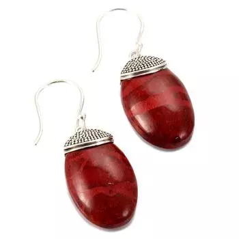 Les Trsors De Lily [Q7491] - Серебряные серьги ручной работы Heaven коралловое серебро - 20x10 мм