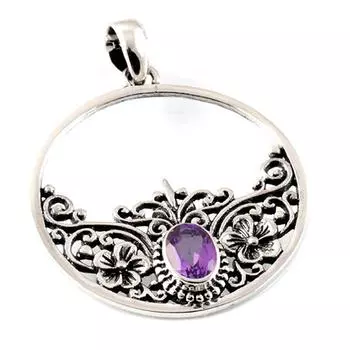 Les Trsors De Lily [Q7508] - Серебряный кулон ручной работы Небеса состаренный серебряный аметист - 30x30 мм